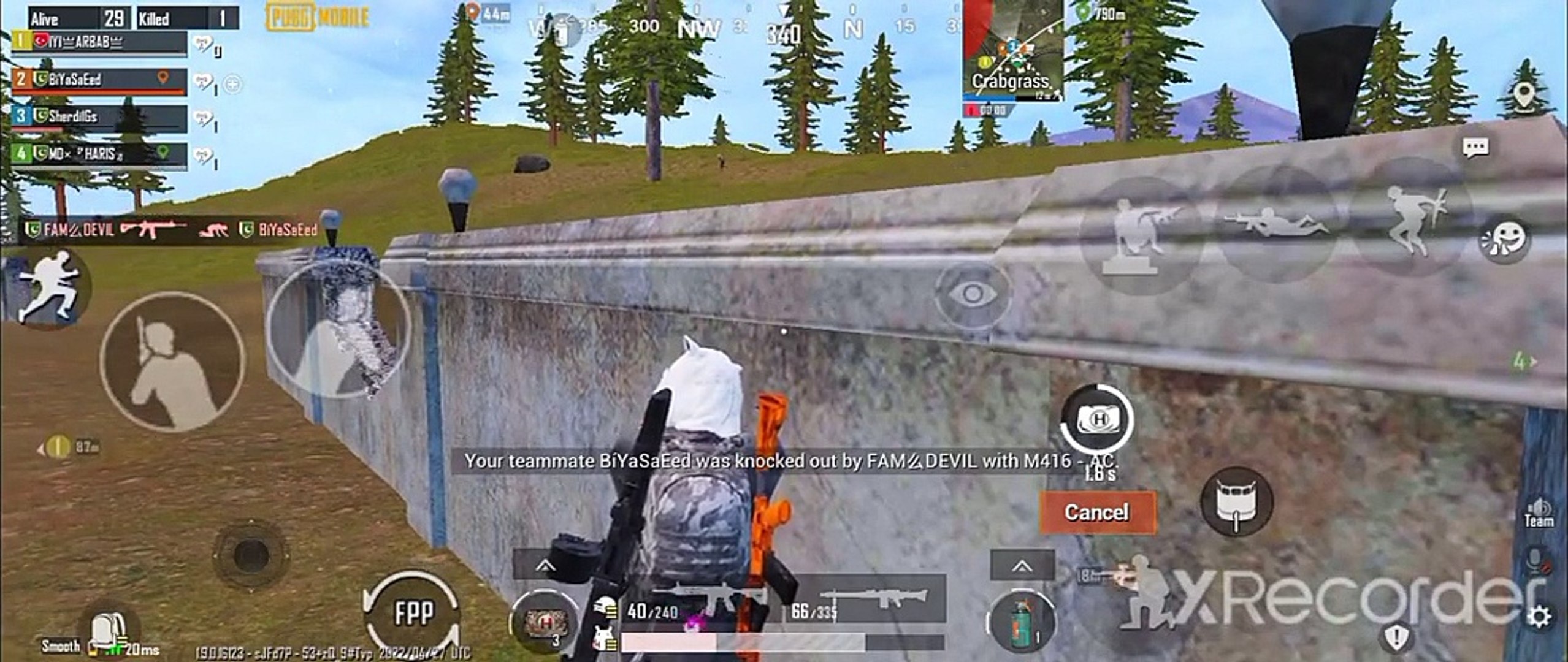 Dangrios enemy 1v1 garnate kill PUBG mobile