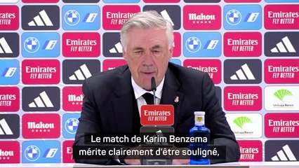 27e j. - Ancelotti : "Le match de Benzema mérite clairement d'être souligné"