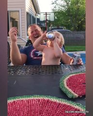Funny Baby Reaction To Daddy Drinks Beer