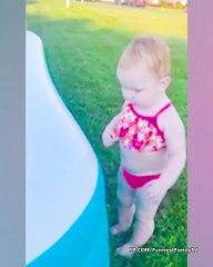 Funny Baby Playing With Water - Baby Outdoor Video