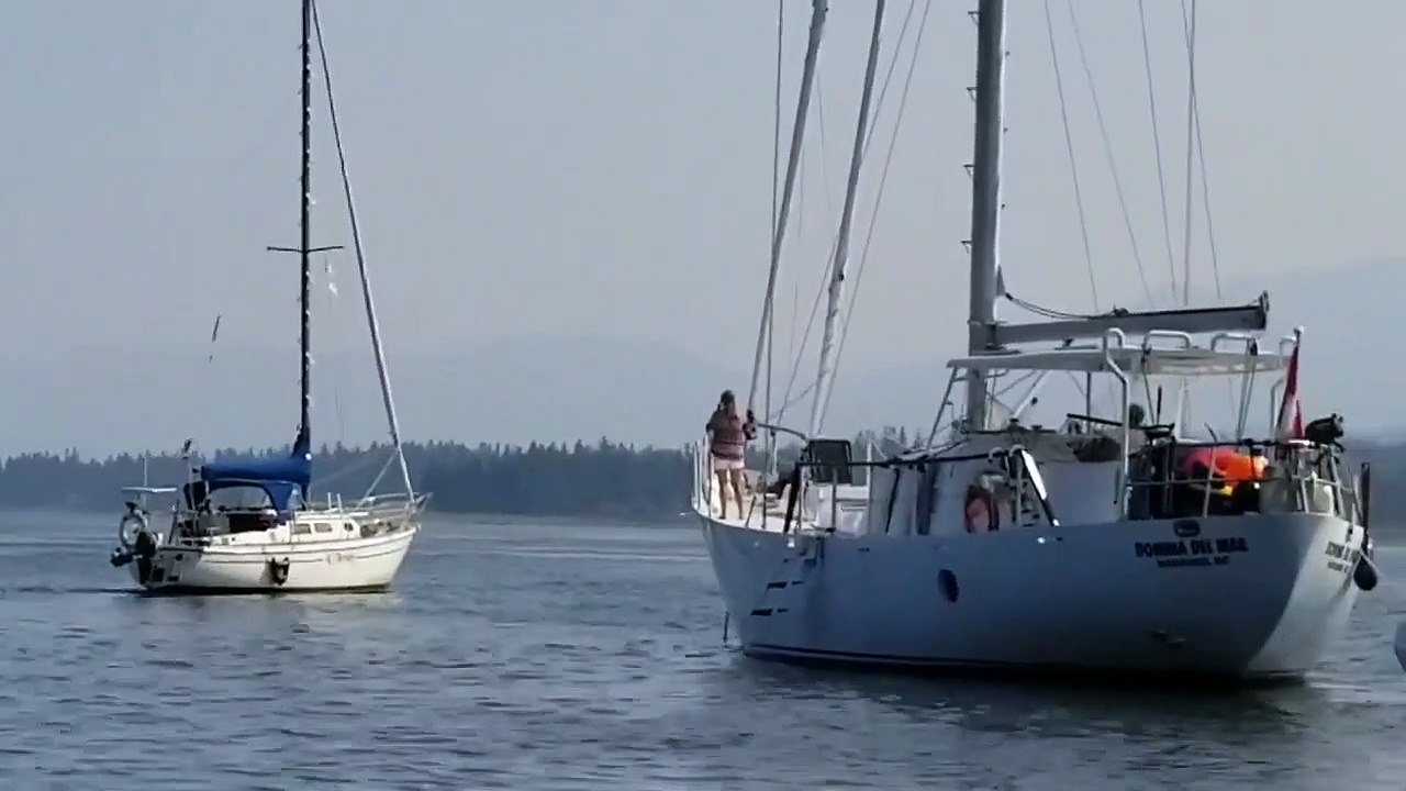 An orca plays with a boat (Canada)   Une orque s'amuse avec un bateau (Canada)