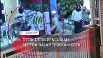 Detik-Detik Aksi Pencurian 2 Maling Gondol Sepeda Balap di Jetis Wetas Surabaya