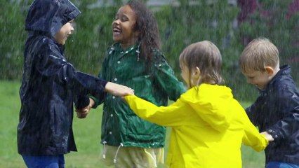 kids playing in rain