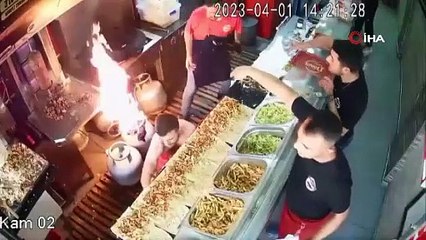 Tüp değişimi esnasında korku dolu anlar kamerada