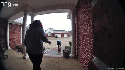 Kid Takes a Tumble on Icy Steps