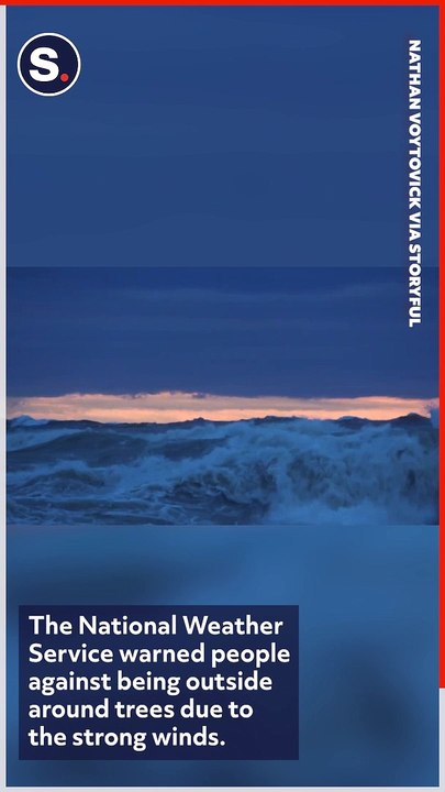 Large Waves Crash Into Lighthouse in Lake Michigan