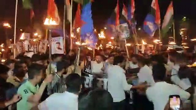 एनएसयूआई ने निकाला लोकतंत्र बचाओ मशाल जुलूस