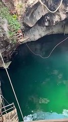 Rope Swing Over Cenote Doesn't Go As Planned