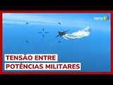 Pentágono divulga imagens do momento em que caça russo intercepta drone dos EUA sobre o Mar Negro