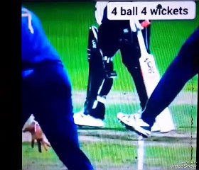 What a bolling 4 ball 4 wickets in one over //