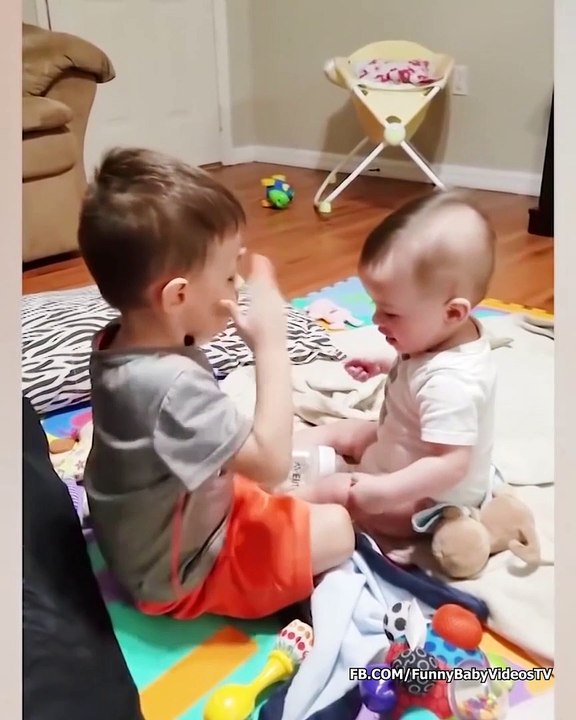 Funny Siblings Baby Playing Together - Siblings Baby Video