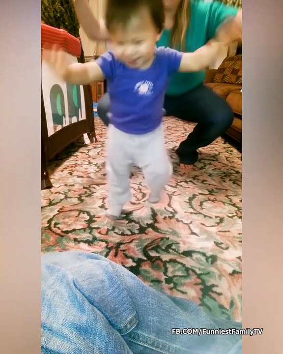 Funny Baby First Step with Daddy 2023