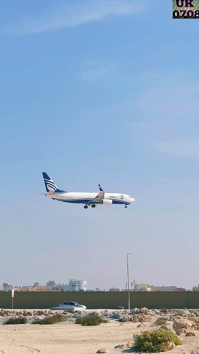 Airplane landing in the airport