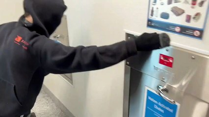 Blind man does chores