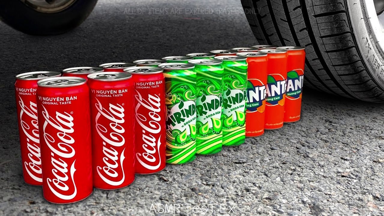 Crushing Crunchy & Soft Things by Car! - EXPERIMENT: SPRITE,FANTA,COLA,MNT DEW vs CAR vs FOOD