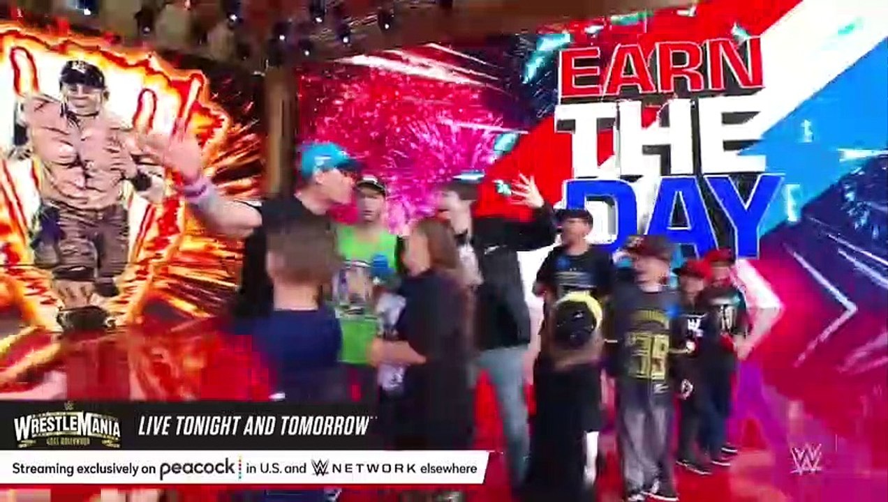 Make-A-Wish Kids join John Cena for his entrance_ WrestleMania 39 Saturday Highlights(720P_HD)