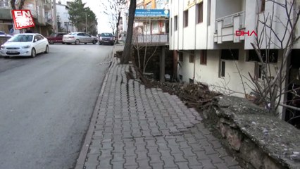 Sivas'ta istinat duvarının çökme anı kamerada