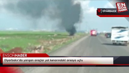 Diyarbakır'da yarışan araçlar yol kenarındaki arsaya uçtu