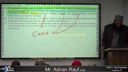 CAF-2 || Lecture 71 || Tax | sir Adnan Rauf | 2023