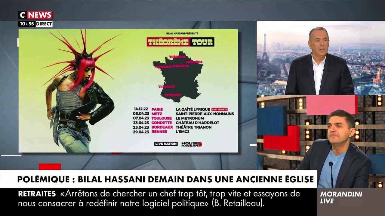 Très vifs échanges sur le plateau de "Morandini Live" à propos du concert de Bilal Hassani dans une ancienne église à Metz