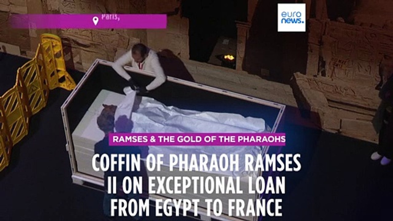 Sarcophagus of Pharoah Ramses II unveiled in Paris in rare loan to France