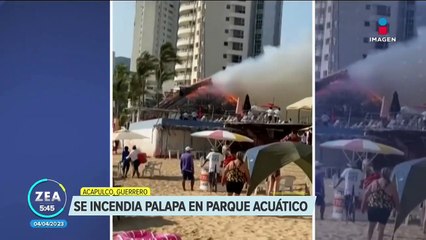 Palapa se incendia en parque acuático en Acapulco, Guerrero