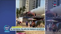 Palapa se incendia en parque acuático en Acapulco, Guerrero