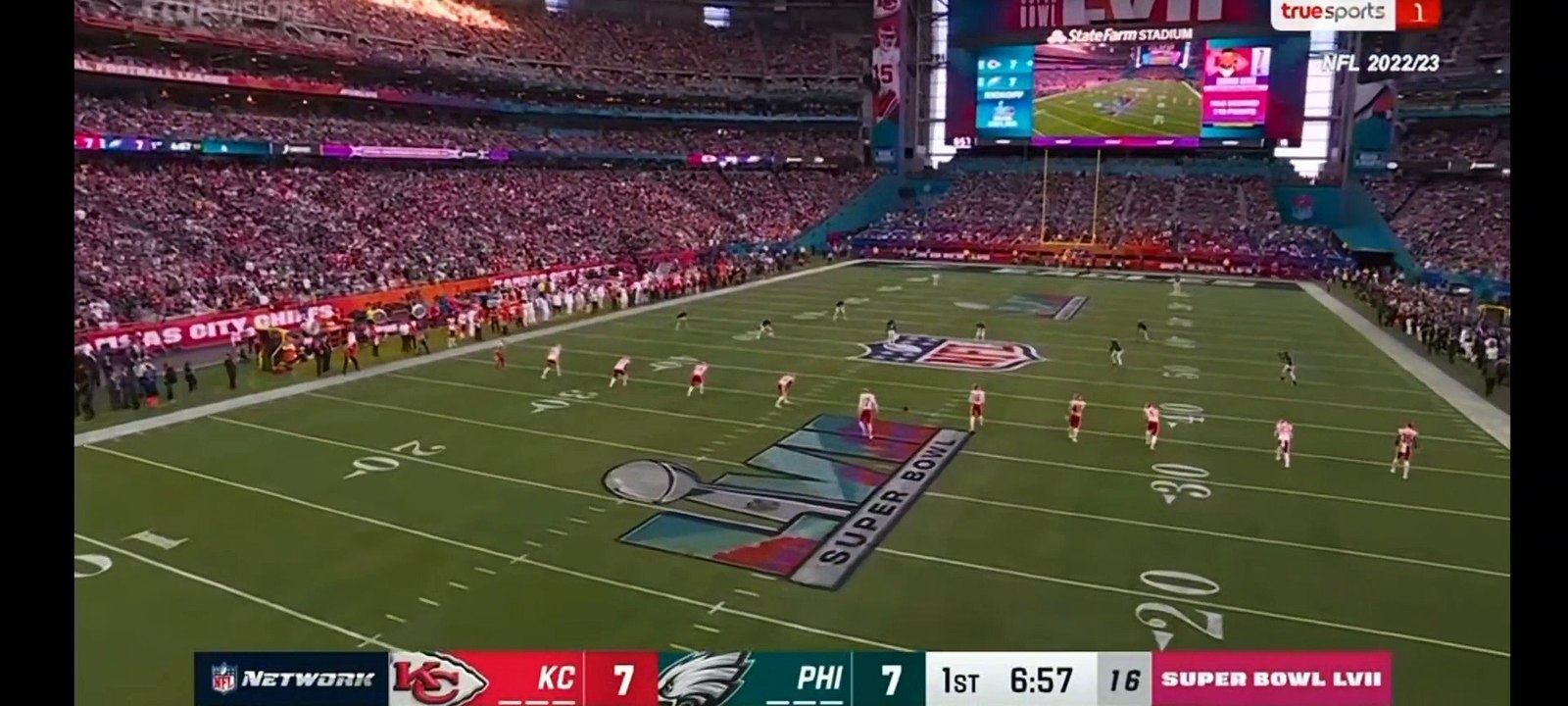 1/2.ซุปเปอร์โบวล์ 57.2022-23 .ฟิลาเดลเฟียอีเกิล VS แคนซัสซิตี้ชีฟส์.@สเตทฟาร์ม แอริโซน่า  ครึ่งแรก