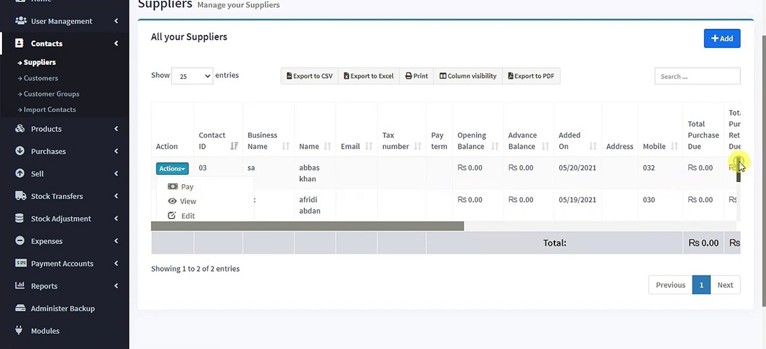 Supplier Ledger view_ Point Of Sale software (POS) _  POS for super store and Retail Store