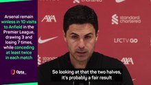 Arteta believes Arsenal's 'super intense' Anfield draw is a 'fair result'
