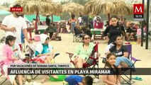 Vacacionistas acuden a playa Miramar pese al mal clima
