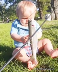 Babies Meet Fish For The First Time - Funny Baby Outdoor Video