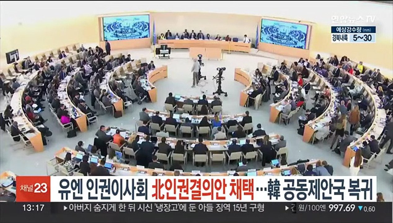 유엔 인권이사회, 北인권결의안 채택…한국, 공동제안국 복귀