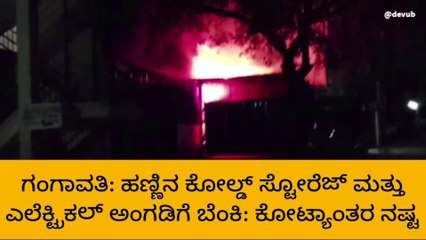 ಗಂಗಾವತಿ: ಹಣ್ಣಿನ ಕೋಲ್ಡ್ ಸ್ಟೋರೇಜ್​ಗೆ ಆಕಸ್ಮಿಕ ಬೆಂಕಿ!