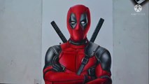 how to draw Deadpool, Drawing Deadpool, Deadpool Drawing With color pencils and Markers #How_to_Draw