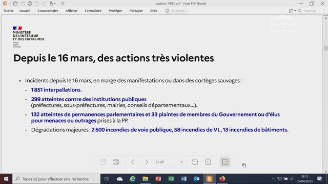Retraites: selon Gérald Darmanin, depuis le 16 mars, 1851 interpellations et 132 atteintes de permanences parlementaires recensées
