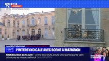Les images des leaders syndicaux sur le perron de Matignon