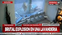 Brutal explosión en lavandería queda registrada en video