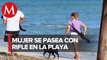 En Yucatán, aseguran rifle de diábolos a mujer extranjera que caminaba por la playa