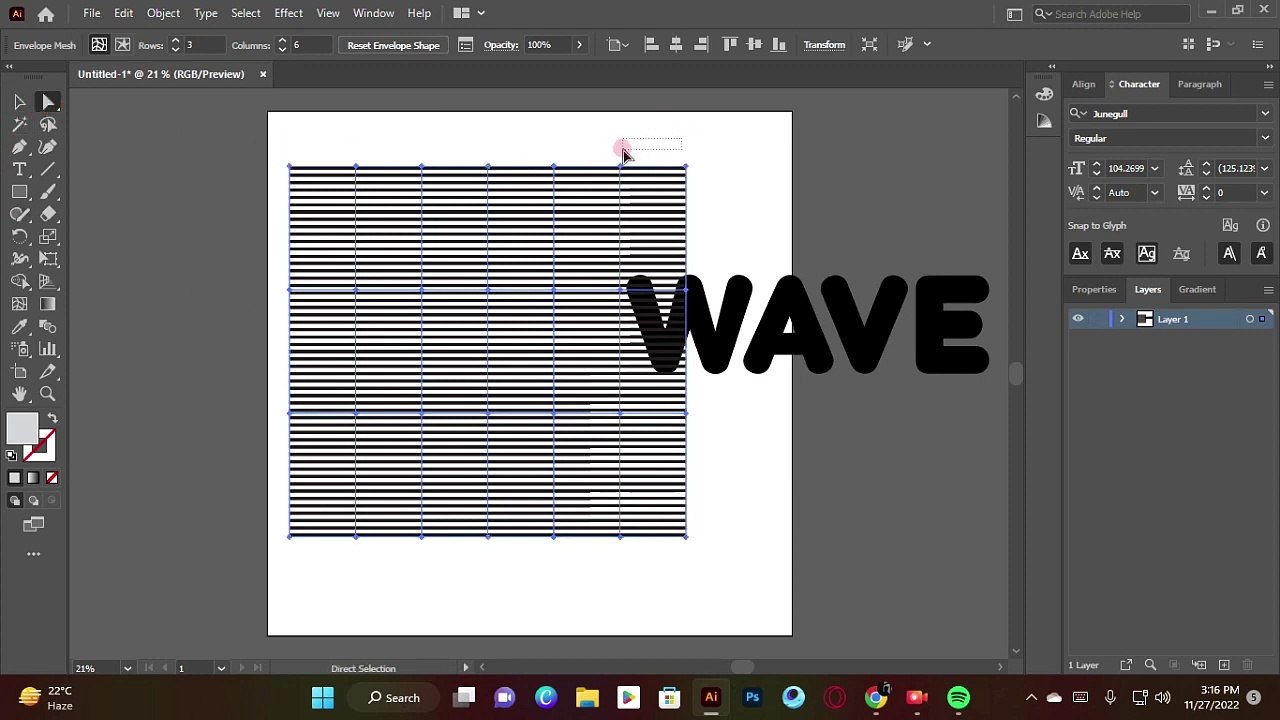Wave Text Effect in Adobe Illustrator | Make with Mesh & Transform ...