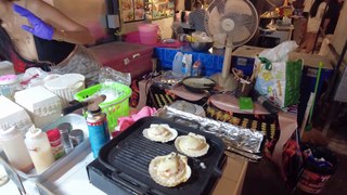 Grilled Oyster & Scallops Served By Thai Sexy Woman - Thailand Street Food