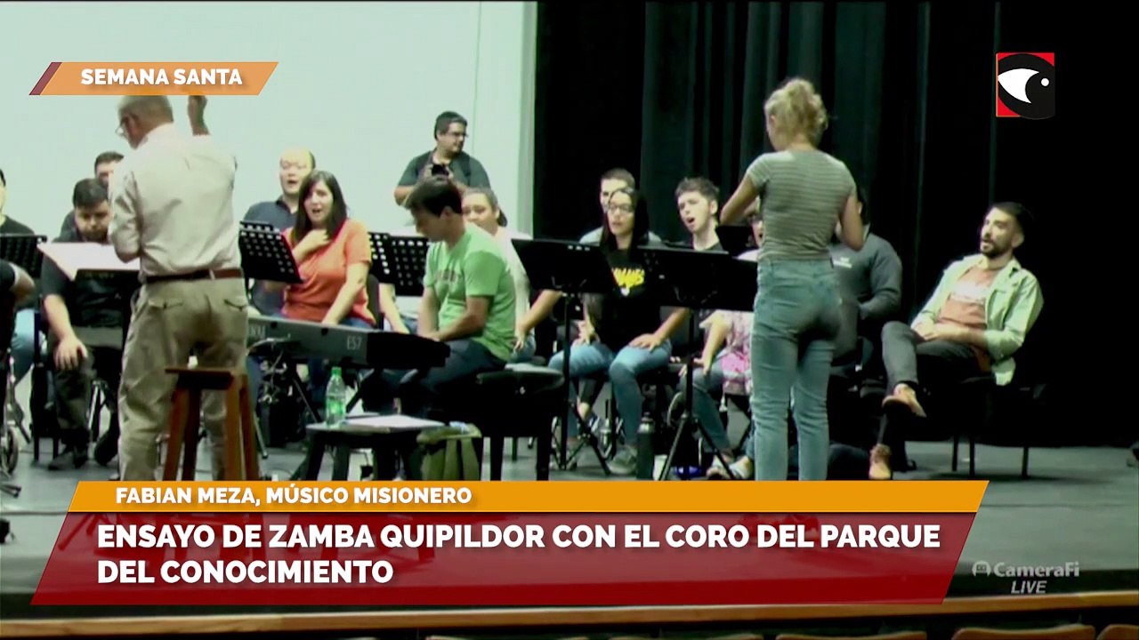 Preparan la misa popular de las Misiones con el ensayo de Zamba Quipildor con el coro del Parque del Conocimiento