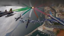 Lo spettacolo delle Frecce Tricolori sulla città di Napoli