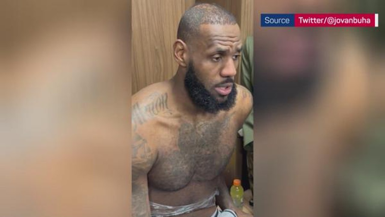 LeBron James unable to answer questions while team-mates make goat noises