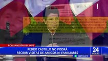 INPE sanciona a Pedro Castillo por publicar carta desde la prisión