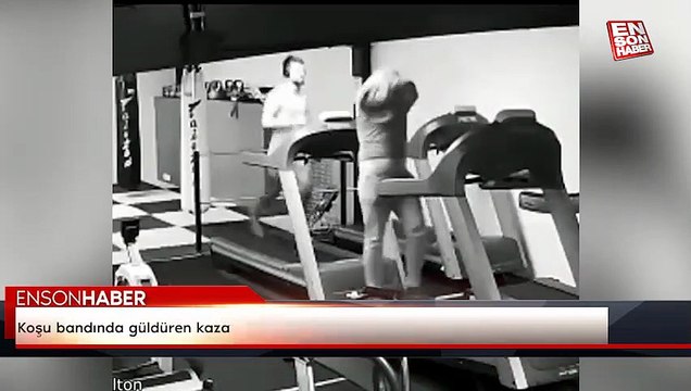 Koşu bandında güldüren kaza