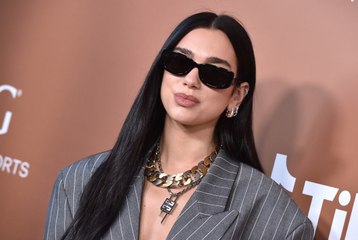 Dua Lipa Put a Sexy Twist on Business Casual With a Sheer Button Down and Black Bra Top