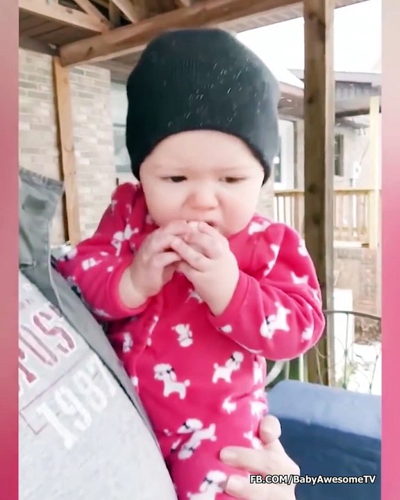 Cute Babies Playing in the Snow First Time - Baby Outdoor Videos