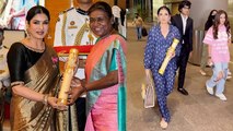 Padma Shri Award2023:Raveena Tandon का President Droupadi Murmu ने Padma Shri Award से किया सम्मानित