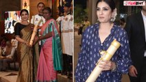 Raveena Tandon flaunts her Padma Shri medal and certificate as she arrived in Mumbai,Viral Video